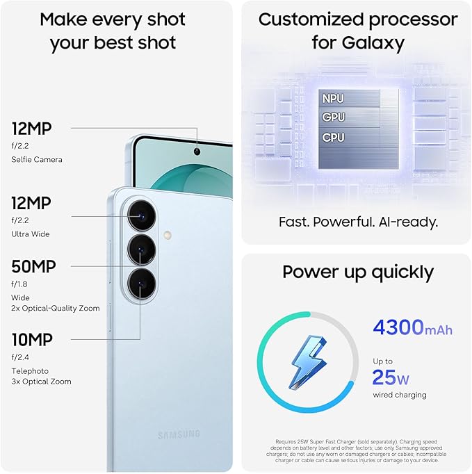 Samsung Galaxy S26, Kilidsiz Android Smartfon, 256GB, Güclü Prosessor, Galaxy AI, Həyəcanverici Görüntü, Davamlı Batareya, 2026, ABŞ 1 İl Zəmanət, Qara