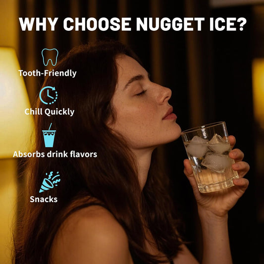 Limited-Quantity Anniversary Deal：Countertop Nugget Ice Maker with Chewable Soft Ice, 35lbs/24Hrs | High Capacity,Self-Cleaning&Automatic Dispensing,Quiet 45dB